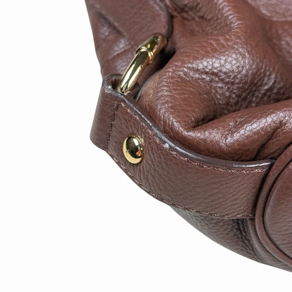 Michael Kors Pebbled Leather Hobo Handbag Shoulder Bag in Brown, Gold Hardware‎